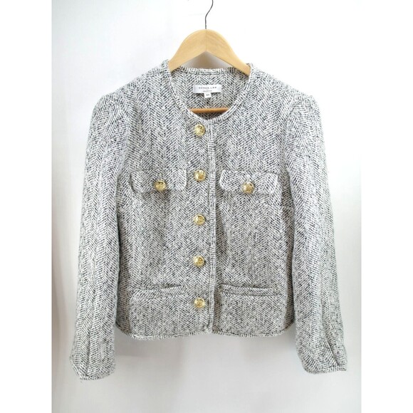 DEREK LAM Collective Blazer Womens 40 Gray Tweed Jacket Wool Blend - Picture 2 of 10